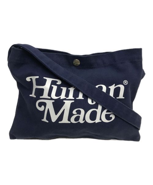 HUMAN MADE（ヒューマンメイド）HUMAN MADE (ヒューマンメイド) Girl’s Don't cry (ガールズ ドント クライ) ショルダーバッグ ネイビーの古着・服飾アイテム