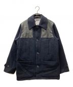 DAIRIKUダイリク）の古着「22AW COSMO DONKEY JACKET ウール×レザー切替ハーフコート」｜ネイビー