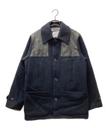 DAIRIKU（ダイリク）の古着「22AW COSMO DONKEY JACKET ウール×レザー切替ハーフコート」｜ネイビー