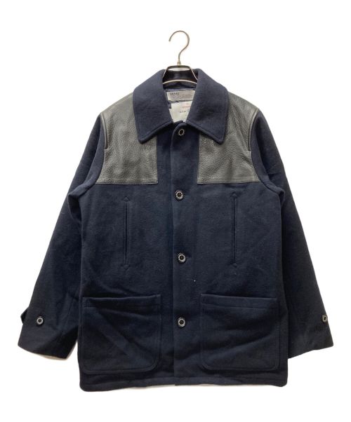 DAIRIKU（ダイリク）DAIRIKU (ダイリク) 22AW COSMO DONKEY JACKET ウール×レザー切替ハーフコート ネイビー サイズ:Mの古着・服飾アイテム