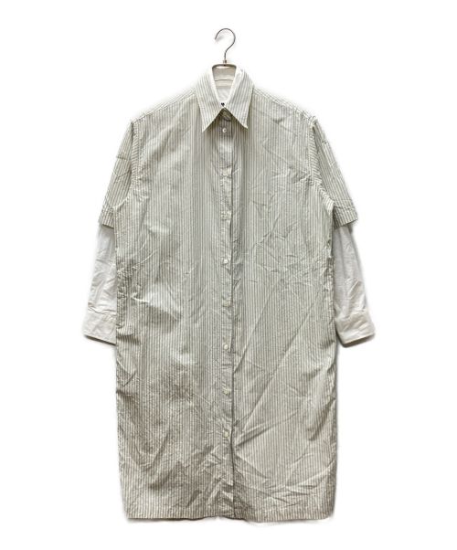 MM6 Maison Margiela（エムエムシックス メゾンマルジェラ）MM6 Maison Margiela (エムエムシックス メゾンマルジェラ) レイヤードストライプシャツワンピース スカイブルー×ホワイト サイズ:Sの古着・服飾アイテム