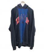 X-LARGEエクストララージ）の古着「PATCHWORK PULLOVER HOODED SWEAT」｜ネイビー