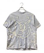 Acne studiosアクネ ストゥディオス）の古着「Beat Cat Bleached Print Logo T-shirt」｜スカイブルー