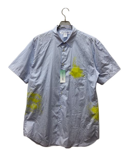 COMME des GARCONS SHIRT（コムデギャルソンシャツ）COMME des GARCONS SHIRT (コムデギャルソンシャツ) 半袖ペイントシャツ ブルー×ホワイト サイズ:XLの古着・服飾アイテム