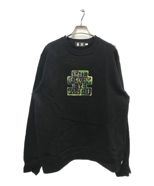 BlackEyePatch（ブラックアイパッチ）BlackEyePatch (ブラックアイパッチ) A BATHING APE (アベイシングエイプ) CREWNECK SWEAT ブラック サイズ:XLの古着・服飾アイテム