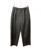 SOFTHYPHENソフトハイフン）の古着「WOOL CHECK WIDE TROUSERS」｜グレー
