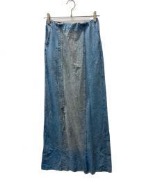 MAISON SPECIAL（メゾンスペシャル）の古着「Chemical Wash Spray Trim Skirt ダメージ加工ケミカルウォッシュスカート」｜インディゴ