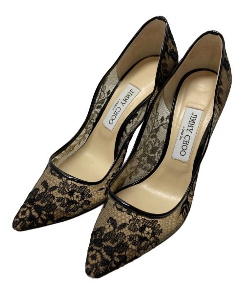 JIMMY CHOO（ジミーチュウ）JIMMY CHOO (ジミーチュウ) レースヒールパンプス ブラック サイズ:37.5の古着・服飾アイテム