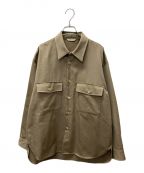 AURALEEオーラリー）の古着「Wool Kid Mohair Gabardine Shirt ウールキッドモヘアギャバジンシャツ」｜ベージュ