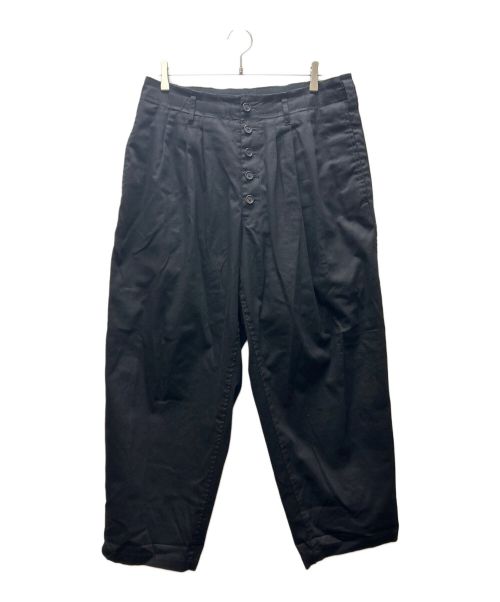 s'yte（サイト）s'yte (サイト) COTTON TWILL 3-TUCK WIDE TROUSERS WITH SIDE STRIPES コットンワイドパンツ  ブラック サイズ:3の古着・服飾アイテム