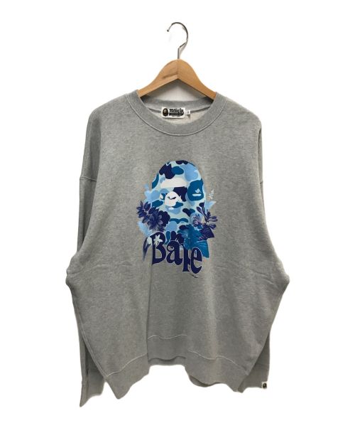 A BATHING APE（アベイシングエイプ）A BATHING APE (アベイシングエイプ) FLORA APE HEAD CREWNECK グレー サイズ:XLの古着・服飾アイテム