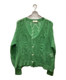 Mame Kurogouchi（マメクロゴウチ）の古着「Botanical Pattern Knitted Lame Cardigan」｜グリーン