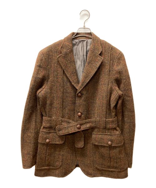 Harris Tweed（ハリスツイード）Harris Tweed (ハリスツイード) Avon House (エーボンハウス) チェックツイードエルボーパッチジャケット ブラウン サイズ:48の古着・服飾アイテム