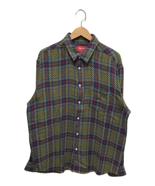 SUPREME（シュプリーム）Supreme (シュプリーム) basket weave plaid shirt ブルー×イエロー サイズ:Mの古着・服飾アイテム