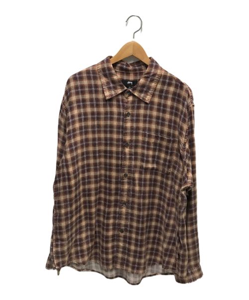 stussy（ステューシー）stussy (ステューシー) MATTHEW SHIRT PRINTED PLAID パープル サイズ:Lの古着・服飾アイテム