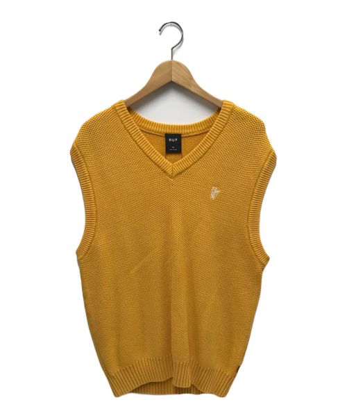 HUF（ハフ）HUF (ハフ) ANTON SWEATER VEST イエロー サイズ:Mの古着・服飾アイテム