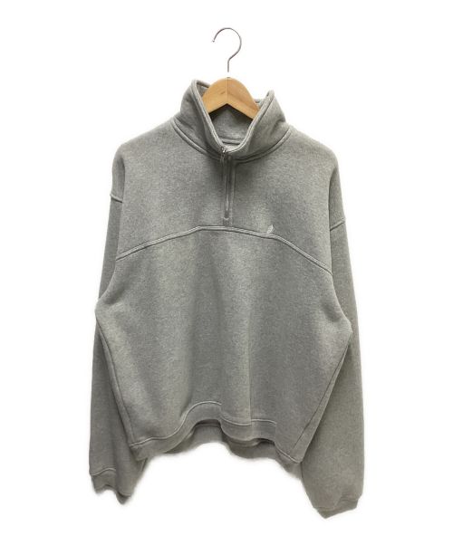 stussy（ステューシー）stussy (ステューシー) HALF ZIP MOCK NECK SWEATSHIRT グレー サイズ:Lの古着・服飾アイテム