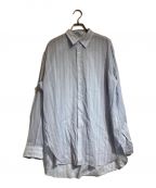 AURALEEオーラリー）の古着「HARD TWIST FINX ORGANDY STRIPE SHIRT」｜スカイブルー