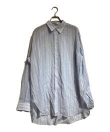 AURALEE（オーラリー）の古着「HARD TWIST FINX ORGANDY STRIPE SHIRT」｜スカイブルー