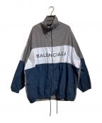 BALENCIAGAバレンシアガ）の古着「ロゴ ポプリンシャツ トラックジャケット」｜ネイビー×グレー