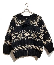 OLD JOE & Co.（オールドジョー）の古着「HAND COWCHAIN SWEATER」｜ホワイト×ブラック