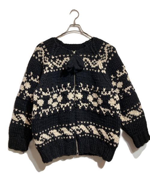 OLD JOE & Co.（オールドジョー）OLD JOE & Co. (オールドジョー) HAND COWCHAIN SWEATER ホワイト×ブラック サイズ:40の古着・服飾アイテム