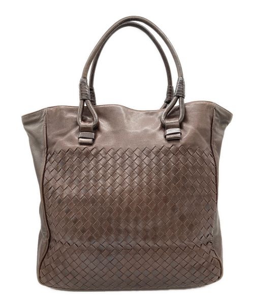 BOTTEGA VENETA（ボッテガベネタ）BOTTEGA VENETA (ボッテガベネタ) イントレチャートハンドレザーバッグ ブラウンの古着・服飾アイテム