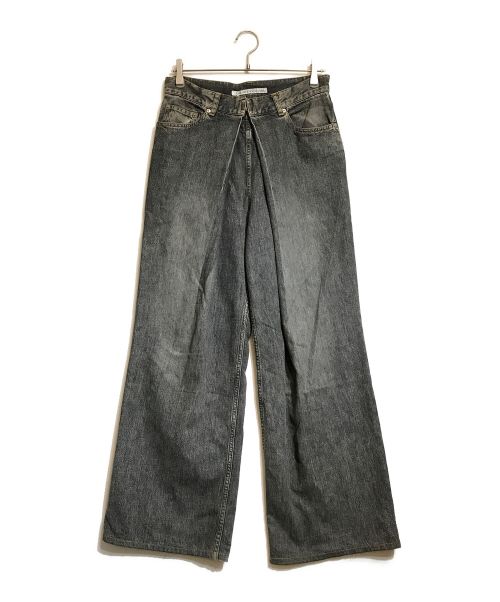 JOHN LAWRENCE SULLIVAN（ジョンローレンスサリバン）JOHN LAWRENCE SULLIVAN (ジョンローレンスサリバン) WASHED DENIM WIDE PANTS ブラック サイズ:44の古着・服飾アイテム