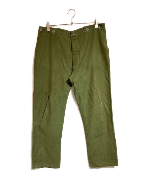 Sweden Army（スウェーデン軍）Sweden Army (スウェーデン軍) 40’sシンチバックフィールドパンツ グリーン サイズ:不明の古着・服飾アイテム