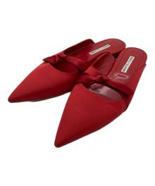 Manolo Blahnik（マノロブラニク）の古着「ポインテッドトゥミュールパンプス」｜レッド