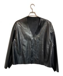 SOFTHYPHEN（ソフトハイフン）の古着「FAUX LEATHER CARDIGAN」｜ブラック