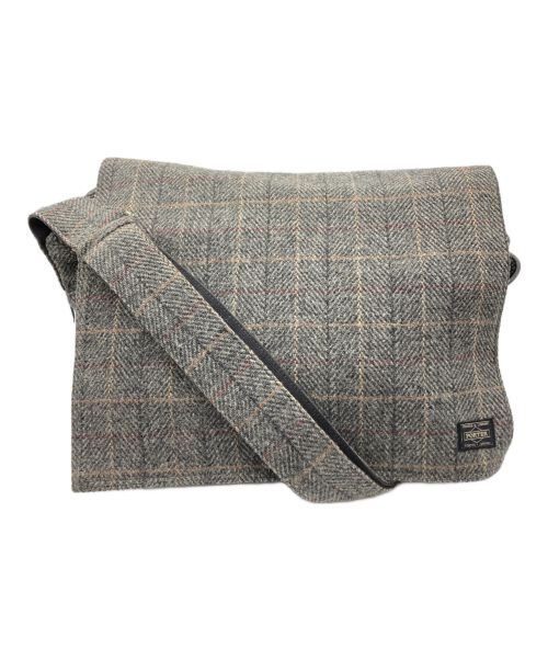 PORTER（ポーター）PORTER (ポーター) BEAMS (ビームス) Harris Tweed (ハリスツイード) 別注メッセンジャーバッグ グレー サイズ:下記参照の古着・服飾アイテム