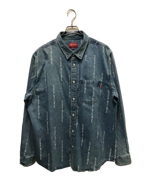 SUPREME（シュプリーム）SUPREME (シュプリーム) Logo Stripe Jacquard Denim Shirt インディゴ サイズ:XLの古着・服飾アイテム