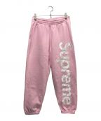 SUPREMEシュプリーム）の古着「Satin Applique Sweat pant」｜ピンク