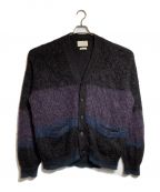 YOKEヨーク）の古着「MOHAIR BORDER CARDIGAN」｜ブラック×パープル