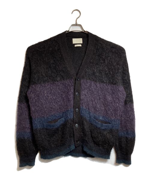 YOKE（ヨーク）YOKE (ヨーク) MOHAIR BORDER CARDIGAN ブラック×パープル サイズ:2の古着・服飾アイテム