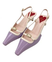 Roger Vivier（ロジェ ヴィヴィエ）の古着「ミニ バックル パテントレザー スリングバック パンプス」｜パープル