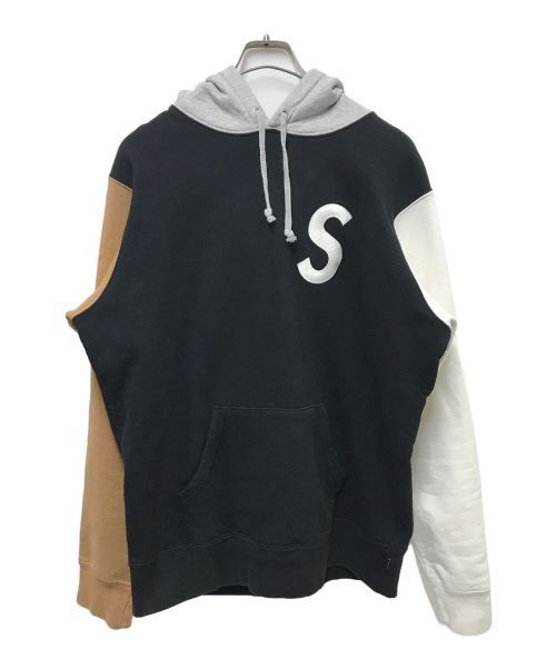 SUPREME（シュプリーム）SUPREME (シュプリーム) S Logo Colorblocked Hooded Sweatshirt ブラック サイズ:Mediumの古着・服飾アイテム