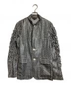 COMME des GARCONS HOMME PLUSコムデギャルソンオムプリュス）の古着「フリルスリーブチェーン柄テーラードジャケット」｜ホワイト×ブラック