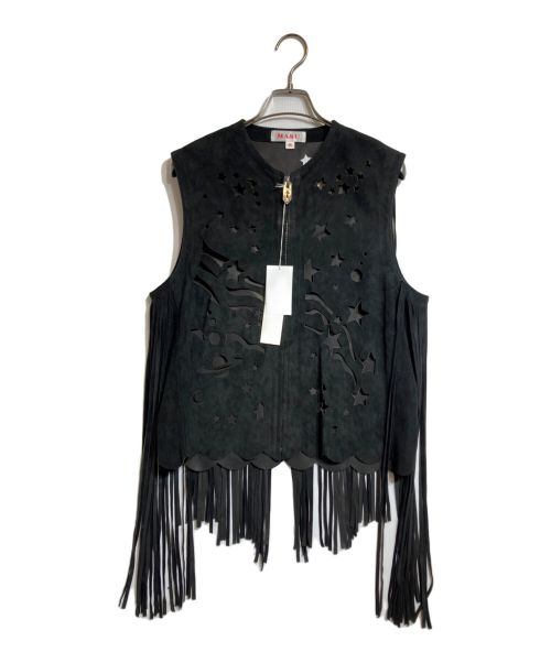 masu（エムエーエスユー）masu (エムエーエスユー) DREAM CUTTING LEATHER VEST ブラック サイズ:48の古着・服飾アイテム