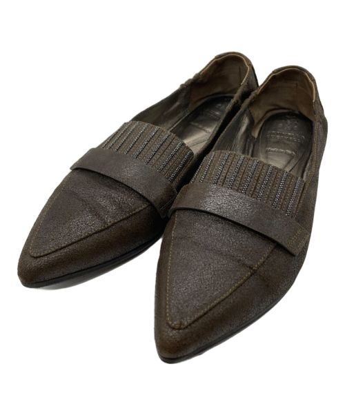 BRUNELLO CUCINELLI（ブルネロクチネリ）BRUNELLO CUCINELLI (ブルネロクチネリ) ラメ加工ローファー ブラウン サイズ:36の古着・服飾アイテム