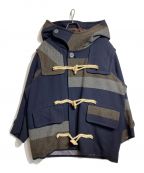 KOLORカラー）の古着「LONG PITCH BORDER DUFFLE COAT」｜ネイビー