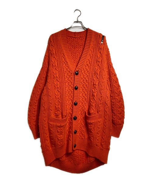 TAKAHIROMIYASHITA TheSoloIst.（タカヒロミヤシタ ザソロイスト）TAKAHIROMIYASHITA TheSoloIst. (タカヒロミヤシタ ザソロイスト) DOUBLE ZIP BALLOON SHAPED ARAN PATTERN CARDIGAN レッド サイズ:44の古着・服飾アイテム