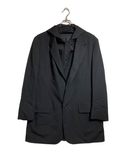 Yohji Yamamoto pour homme（ヨウジヤマモト プールオム）Yohji Yamamoto pour homme (ヨウジヤマモト プールオム) WOOL GABARDINE W HOODED JACKET ブラック サイズ:3の古着・服飾アイテム