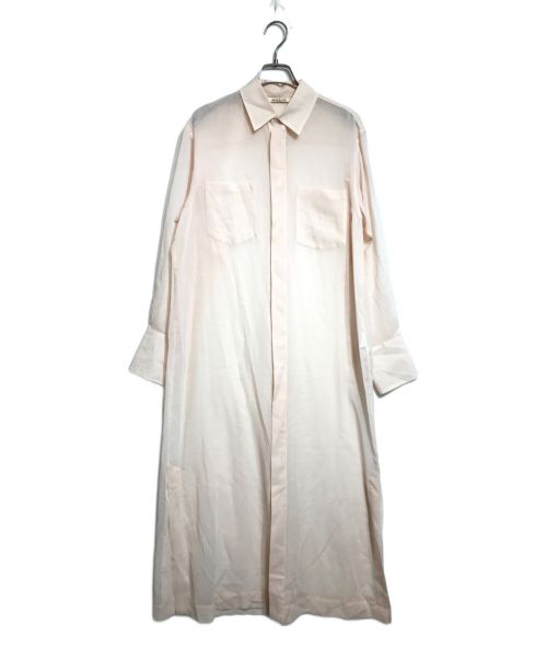 AURALEE（オーラリー）AURALEE (オーラリー) WOOL POLYESTER SHEER CLOTH SHIRTS ONE-PIECE ピンクの古着・服飾アイテム