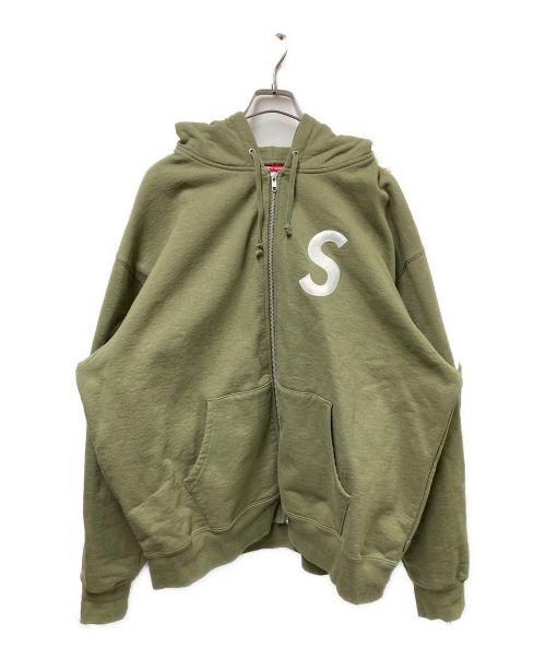 SUPREME（シュプリーム）SUPREME (シュプリーム) Logo Zip Up Hooded Sweatshirts オリーブ サイズ:XLargeの古着・服飾アイテム