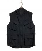 Yohji Yamamoto pour hommeヨウジヤマモト プールオム）の古着「ARMY GABARDINE HOODED VEST」｜ブラック