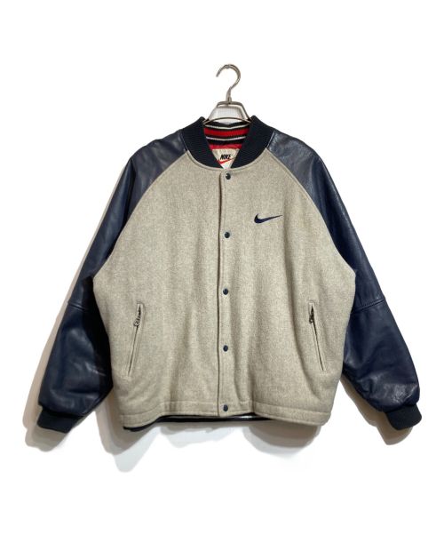 NIKE（ナイキ）NIKE (ナイキ) 袖レザースタジャン ネイビー サイズ:Lの古着・服飾アイテム