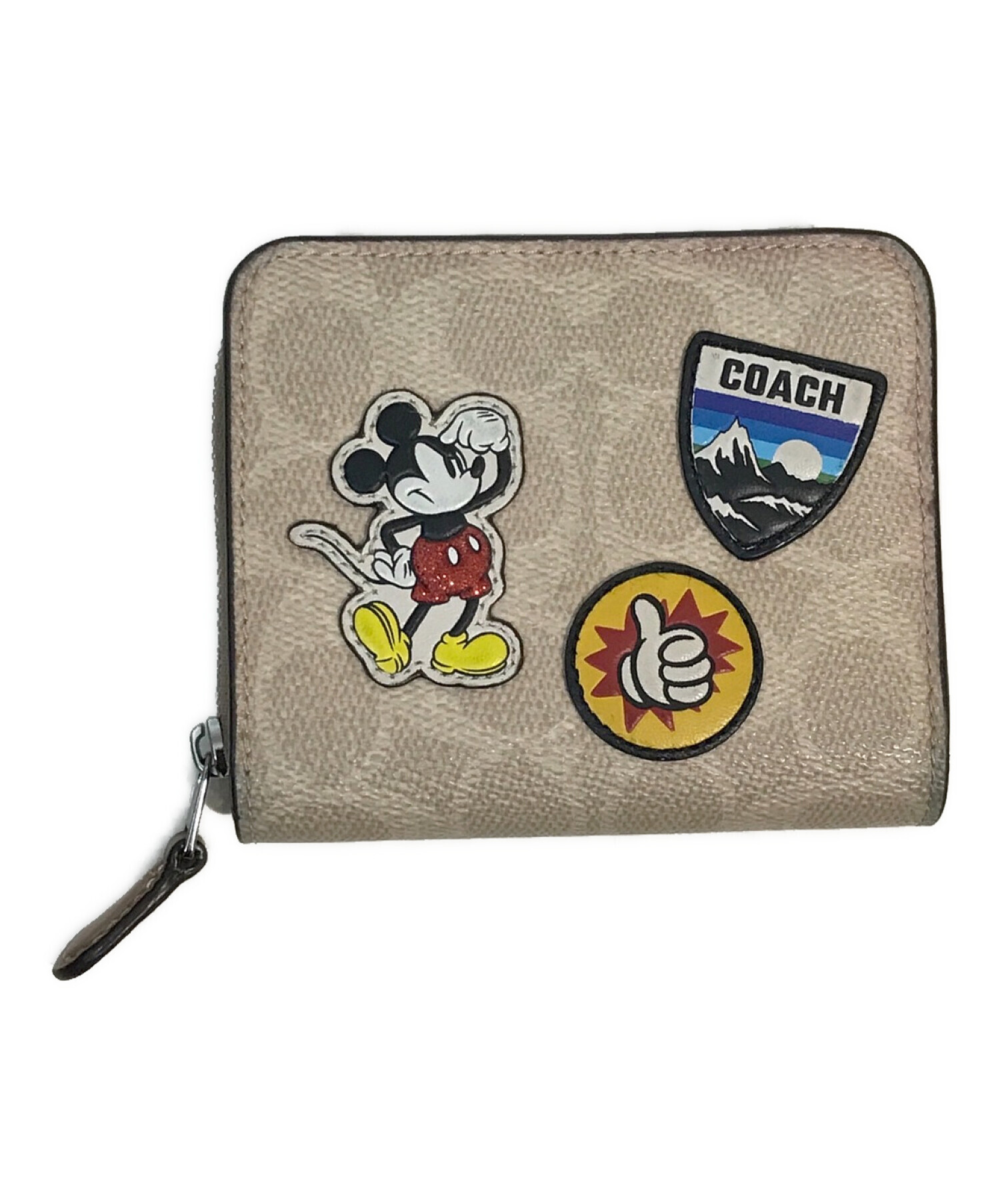 中古 古着通販 Coach Disney コーチ ディズニー 2つ折り財布 ベージュ ブランド 古着通販 トレファク公式 Trefac Fashion