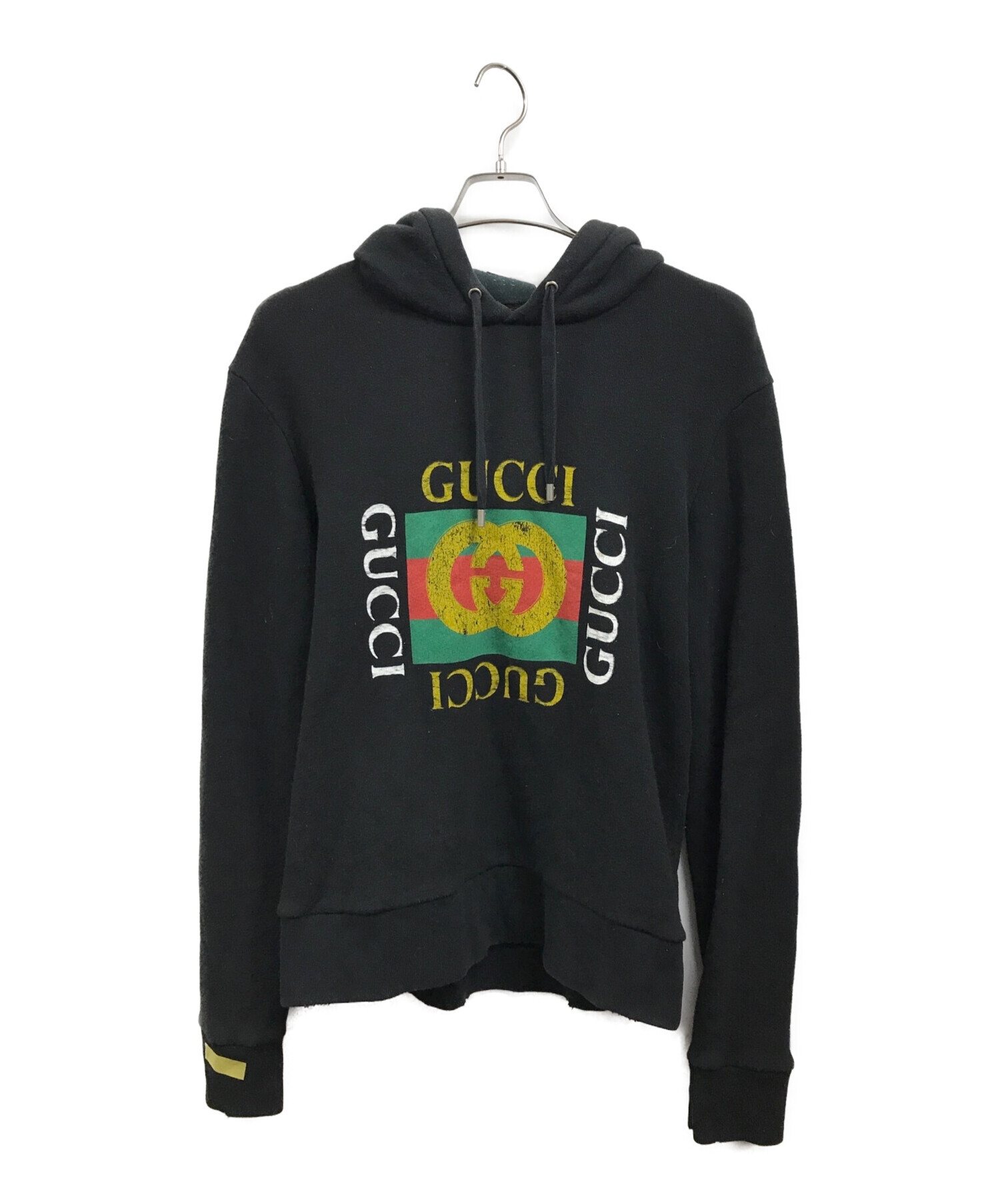 中古・古着通販】GUCCI (グッチ) ロゴプリントパーカー ブラック